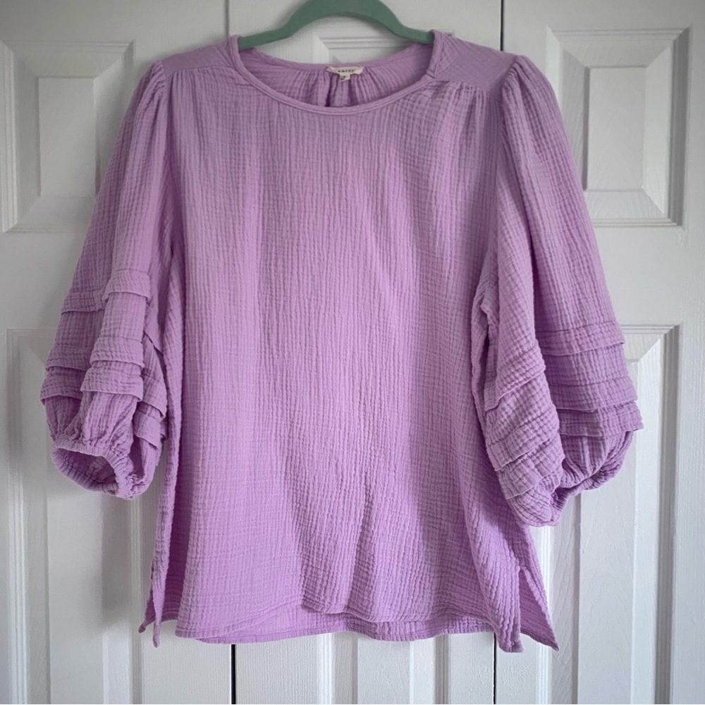 Cotton Blouse Jodifil Smallโ Lavender Tiered Long Sleeve Boho Cottage Romantic